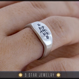 Sterling Silver Baha'i Ring Stone Symbol Ring - Sizes 3 to 13 - BRS1