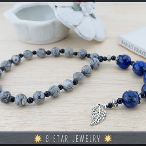 Lapis Lazuli & Landscape Jasper Baha&#39;i Prayer Beads 5x19 (Alláh-u-Abhá) &quot;Prudence&quot; - BPB50