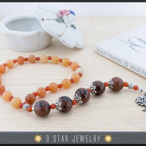 Red Aventurine & Mahogany Obsidian Baha&#39;i Prayer Beads 5x19 (Alláh-u-Abhá) &quot;Clarity&quot; - BPB51
