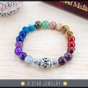 Amethyst, Tourmaline, etc. 19 Unique Gemstones - Baha&#39;i Prayer Beads Bracelet (Alláh-u-Abhá) &quot;Unity in Diversity&quot; BPB90