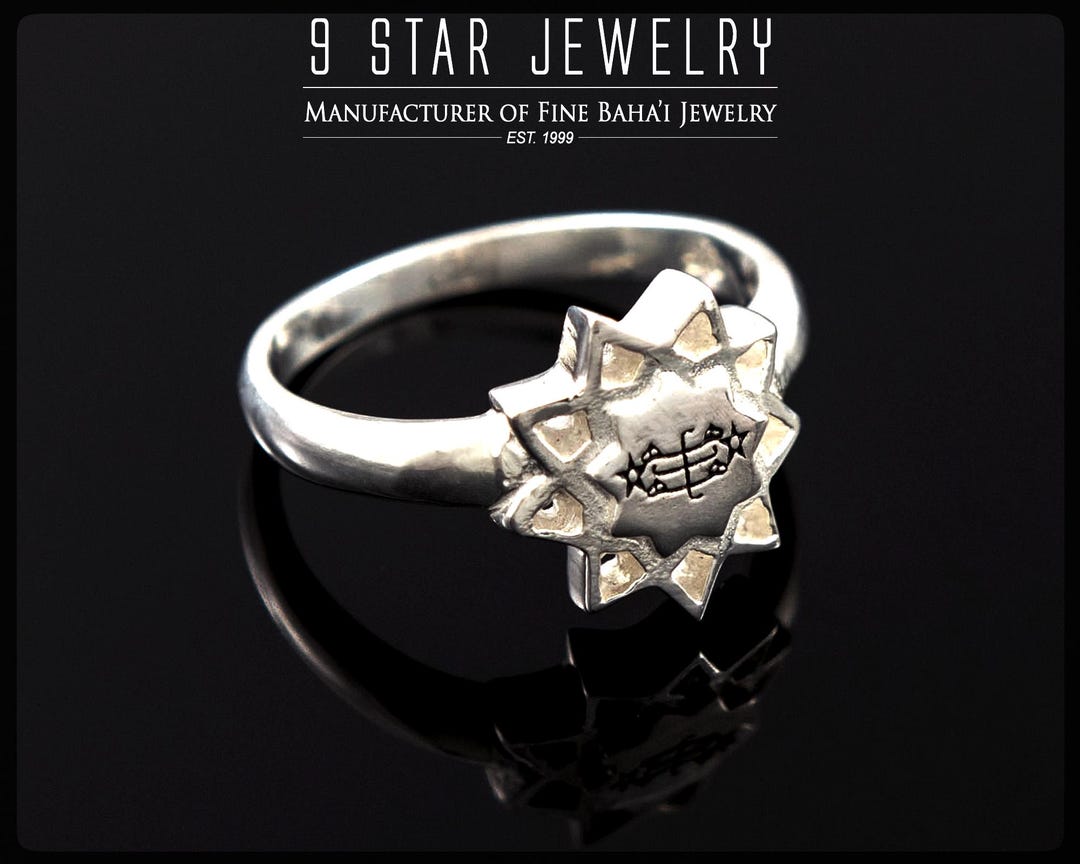 Sterling Silver Baha'i 9 Star, Ring Stone Symbol Ring - Sizes 3.5 to 11 ...