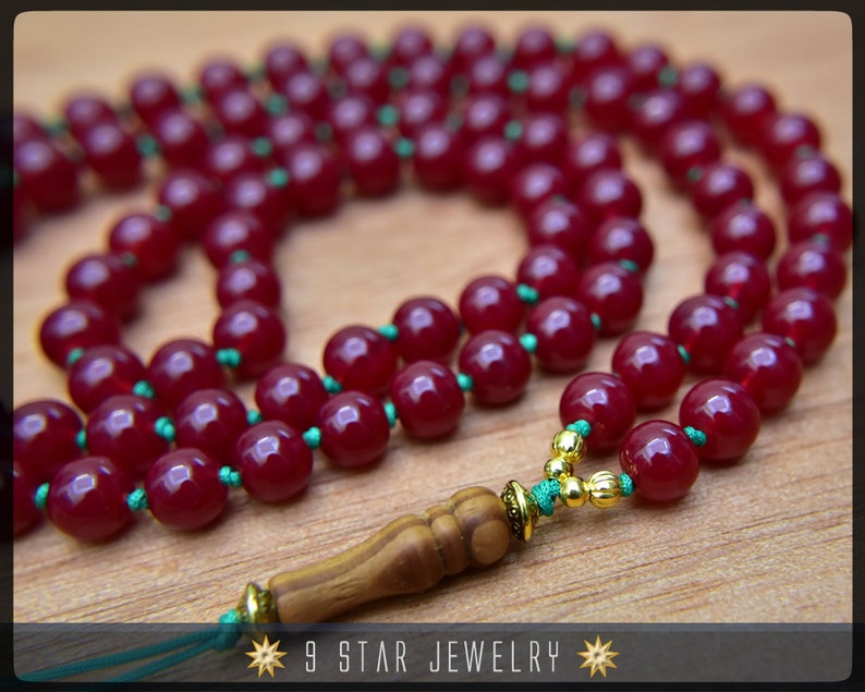 Carnelian Red Hand Knotted Baha'i Prayer Beads Full 95 Etsy