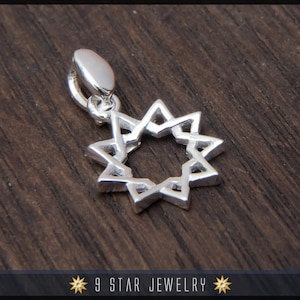 BPS3s - 925 Sterling Silver 9 Star Baha&#39;i Pendant