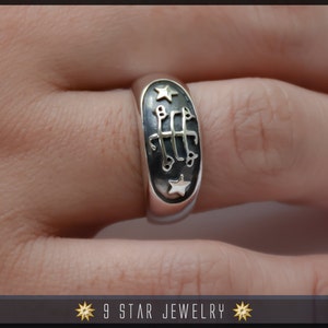 Silber Bahai Ring Stein Symbol Ring - Größen 4 bis 13 - BRS 4