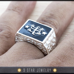 The "Ring of Declaration" Statement Ring Sterling Silver with Baha'i Ringstone Symbol - Sizes 7 to 13.5 - BRS11