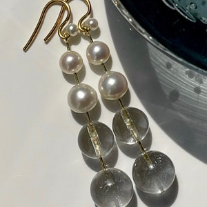 Lola Earrings with Pearls and Rock Crystal image 3