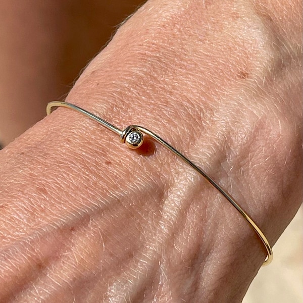 Klara Diamaond Bangle  Bracelet 14k  Gold and Diamond 0.03ct