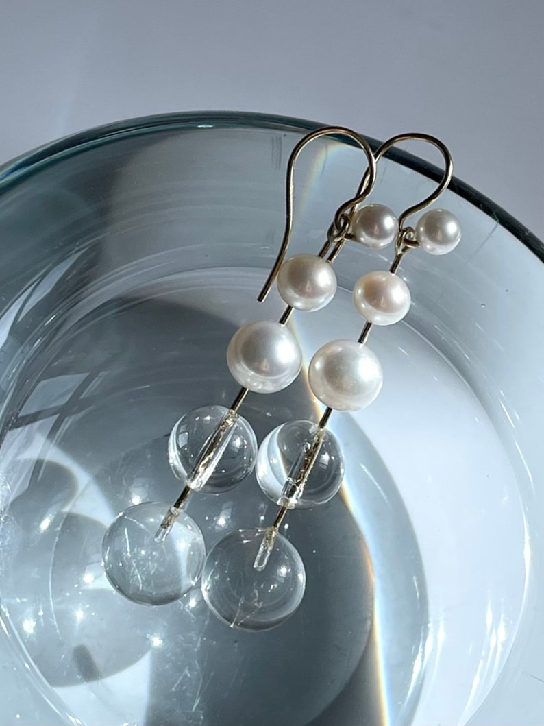 Lola Earrings with Pearls and Rock Crystal image 2