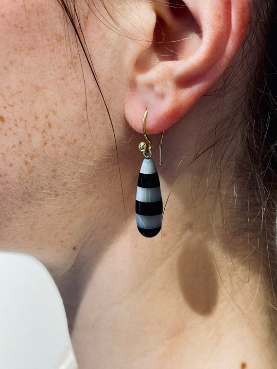 The Agnes Onyx and Mother of Pearl Earrings. One of a kind.