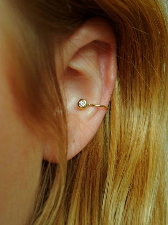 Verena Ear Cuff 14k Gold with one Akoya pearl and one .03ct  Diamond