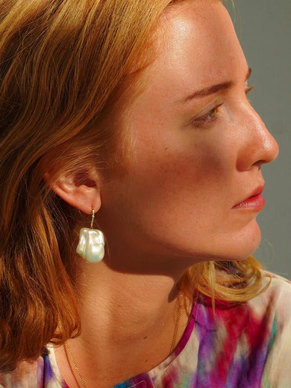 The  Margot Earrings with freshwater pearls.