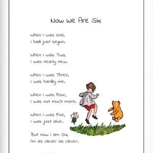 Now We Are Six A. A. Milne Poems Poems Color Print Toen ik één was, was ik net begonnen Toen ik twee was... Winnie de Poeh-citaatposter digitale download