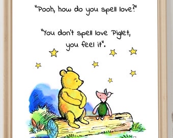 プーさん、綴りは？ くまのプーさんの名言ポスター 保育園用 印刷可能