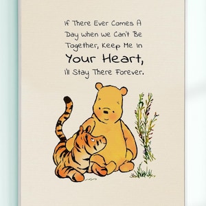 Si alguna vez llega un día en el que no podamos estar juntos... Póster con cita de Winnie the Pooh, decoración infantil, impresión clásica para guardería n.° A670