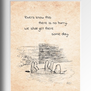 Flüsse wissen das: Es gibt keine Eile.... Tag Eeyore Zitat Winnie der Pooh Zitat klassische Vintage Poster Kinderzimmer Druck Wand-Dekor A226