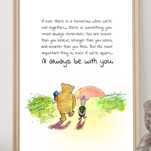 If ever there is a tomorrow when we&#39;re not together... Winnie the Pooh Quote Classic Poster Color Print Instant Digital Download