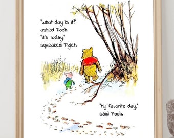 Portachiavi In Vetro Winnie The Pooh Con Frase Romantica: Un Giorno Con Te è Il Mio Giorno Preferito