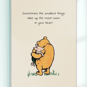 A veces, las cosas más pequeñas ocupan más... Winnie the Pooh Quote Poster Kids Decor Classic Nursery Print # A512