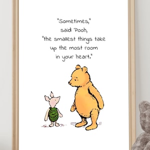 Soms, zei Poeh, nemen de kleinste dingen het meeste in beslag... Winnie de Poeh Quote Klassieke Poster Kleurendruk Instant Digitale Download