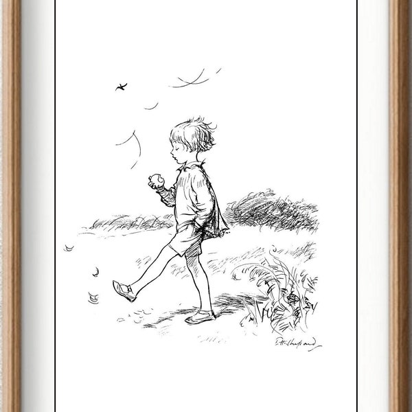 Christopher Robin Winnie the Pooh Poster Classic Vintage E. H. Shepard Print  Nursery Art Print  Instant Digital Download