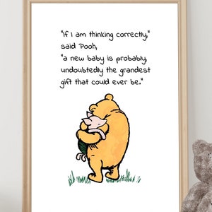 Classic Winnie The Pooh Party Poster Decoration &quot;If I am thinking correctly,&quot; said Pooh, &quot;a new baby is probably...Party Sign Download