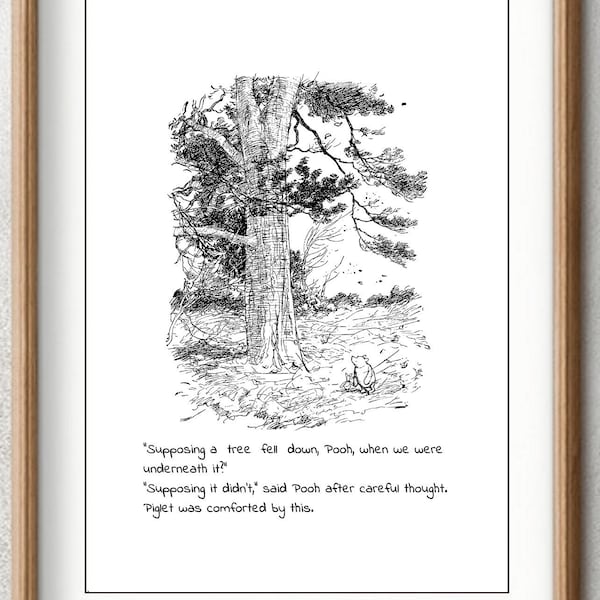 Supposing a tree fell down, Pooh, when we were underneath it? Supposing it didn't,said..Winnie the Pooh Quote Decor Instant Digital Download