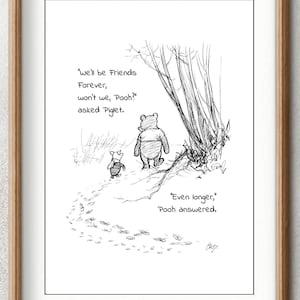 Seremos amigos para siempre, ¿verdad, Pooh?... Cita de Winnie the Pooh Póster clásico A. Milne Impresión Descarga digital instantánea