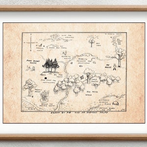 Hundert Acre Holz Karte Winnie der Pooh 100 Acre Holz Karte klassische Vintage Poster Kindergarten Druck A. Milne Home Wand Dekor A40