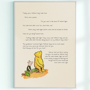 "Heute war ein schwerer Tag"" sagte Pooh.""Möchtest du mit mir darüber reden""" bat Piglet...Winnie Puuh Kinderzimmer Poster #A570
