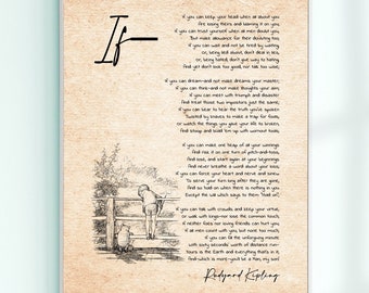 Poster Motivazionale If Di Rudyard Kipling - Stampa Su Tela Incorniciata 40x61 Cm Per Camera Da Letto