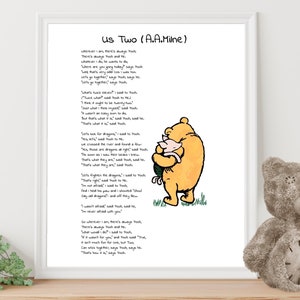 Ons twee gedicht van AA Milne... Winnie de Poeh citeer klassieke poster genderneutraal baby shower cadeau kwekerij print instant digitale download