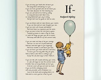 If Poem Rudyard Kipling Winnie the Pooh Quote Poster Gift Famous Poem Victorian Classic Print # A665