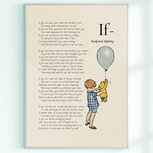 Wenn Gedicht Winnie Puuh Zitat Rudyard Kipling Kunstdruck #A665