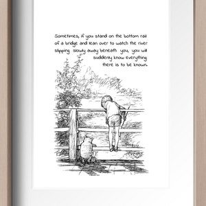 Sometimes, if you stand on the bottom rail of a bridge... Winnie the Pooh  Quote Classic Poster A. Milne Print  Instant Digital Download