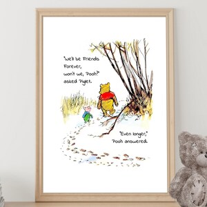We&#39;ll be Friends Forever, won&#39;t we, Pooh?... Winnie the Pooh  Quote Classic Poster Multicolor Print Baby Shower Birthday Digital Download