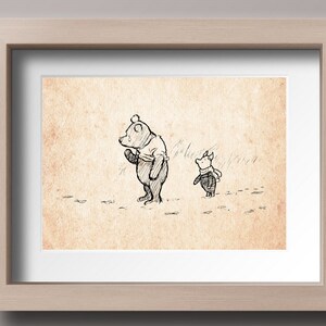 Winnie el Pooh y Piglet clásico Vintage cartel vivero impresión A. Milne Home Wall Decor a A4
