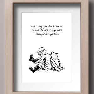 One thing you should know, no matter where I go... Winnie the Pooh Quote Classic Poster A. Milne  Print Instant Digital Download