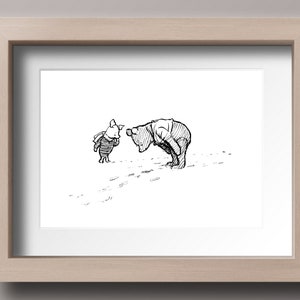 Winnie the Pooh and Piglet Poster Classic A.A.Milne Vintage E. H. Shepard Print  Nursery Art Print  Instant Digital Download