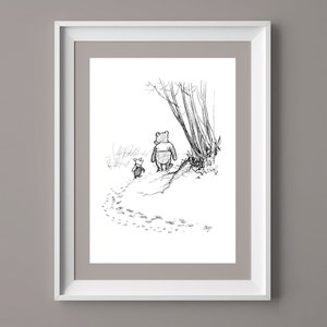 Winnie the Pooh and Piglet Poster Classic A.A.Milne Vintage E. H. Shepard Print  Nursery Art Print  Instant Digital Download