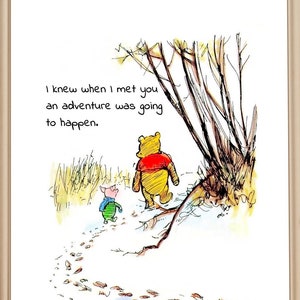 Eu sabia que quando te conheci uma aventura iria acontecer... Winnie the Pooh Piglet Quote Poster Chá de bebê Aniversário Download digital instantâneo