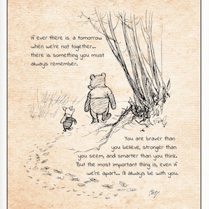 Se mai ci fosse un domani in cui non saremo insieme... Winnie the Pooh citazione classica poster vintage per la scuola materna stampa decorazione da parete # A231