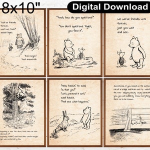Digital Bundle 6 Winnie The Pooh Quote Poster 8x10 Nursery Decoration Print Baby Winnie The Pooh Kids Shower Party Digital Download