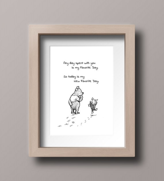 Ogni giorno trascorso con te è il mio giorno preferito... Scarica il poster con citazione di Winnie the Pooh, regalo per la cameretta dei bambini - Italia