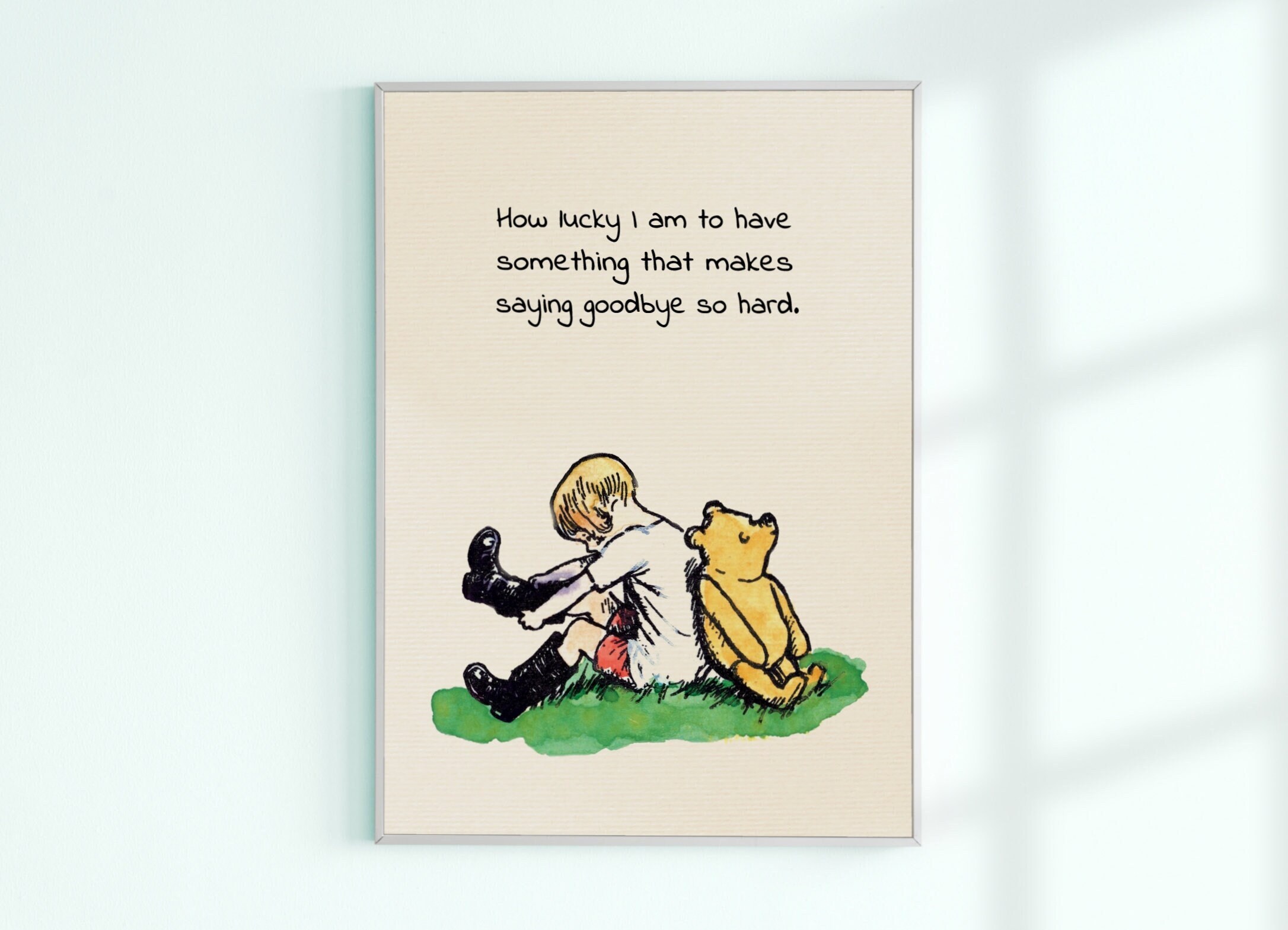 さよならを言うのがこんなにも辛くなるものを持っているなんて、なんて幸運なんだろう... くまのプーさんの名言ポスター 子供用 装飾 クラシック 保育園  プリント # A506 - Etsy 日本, image size:2172x1569