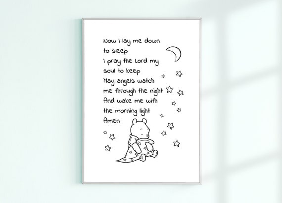 Bedtime Prayer Now I Lay Me Down To Sleep. Sign Christian.