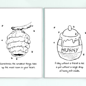 Set van 2 Soms de kleinste dingen... Een dag zonder een vriend...Winnie de Poeh Quote Poster Baby Shower Instant Digitale Download