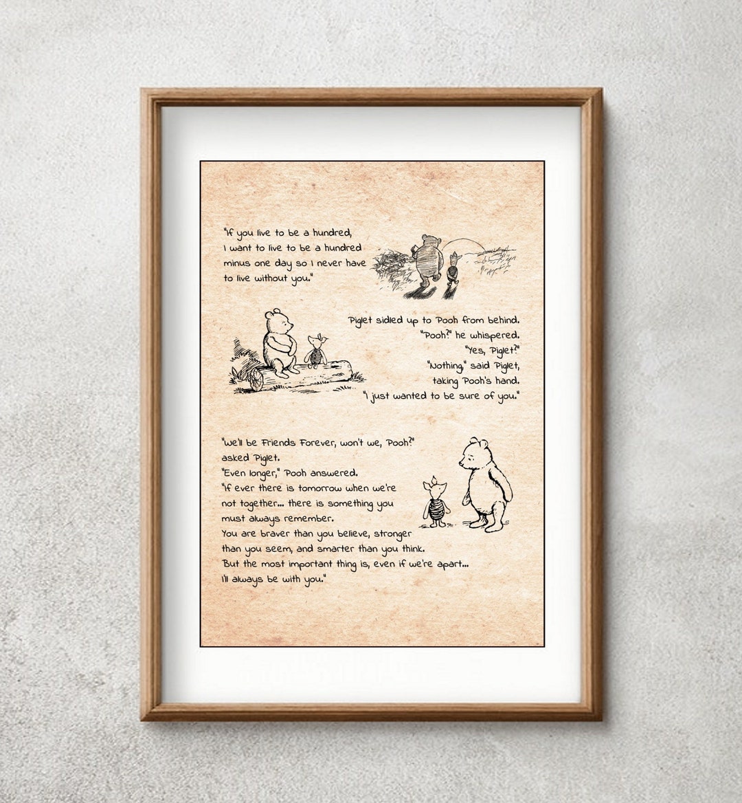Winnie the Pooh 3 Quote Wedding Gift Congratulation Classic Vintage