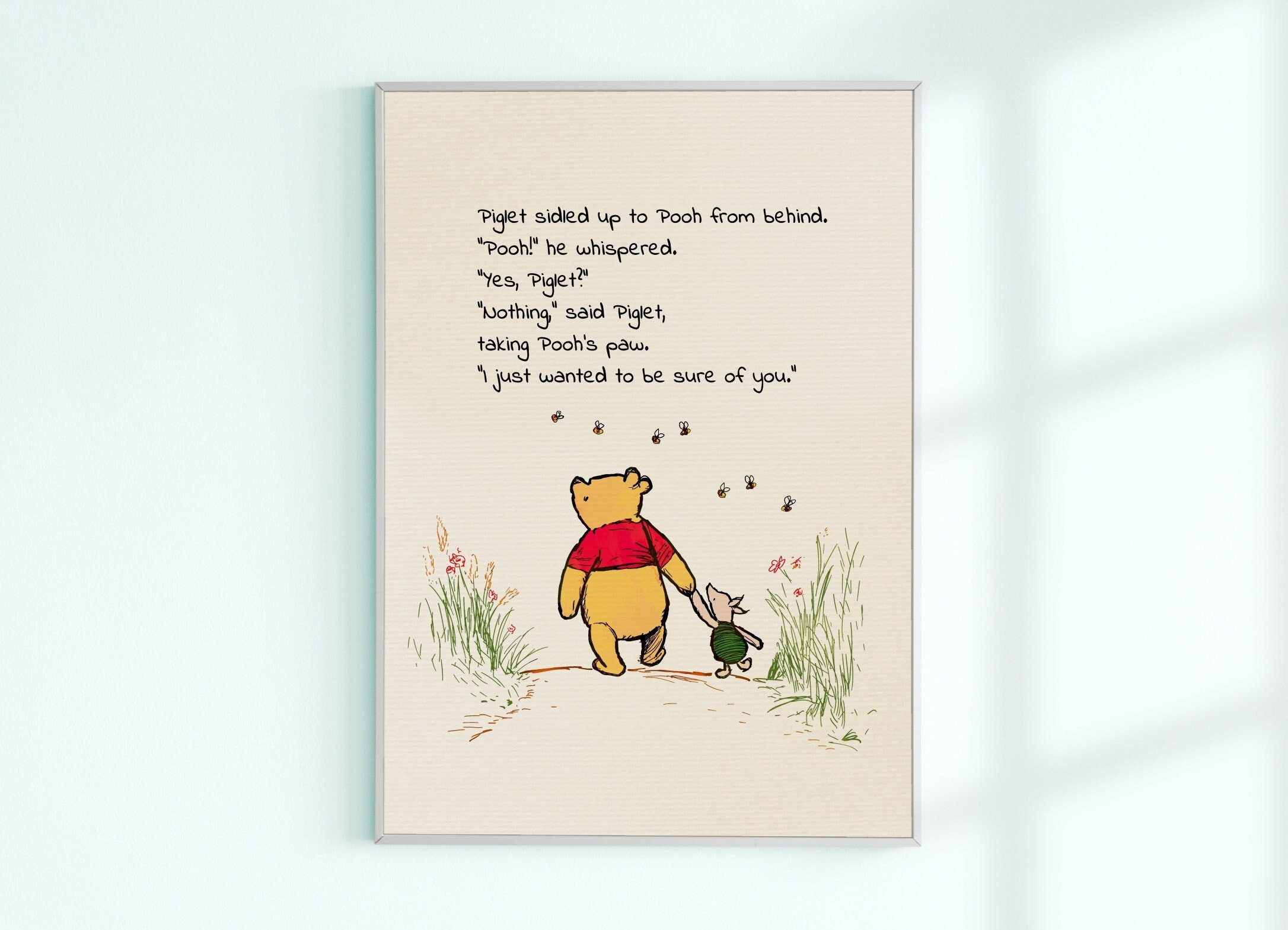 Piglet se acercó a Pooh por detrás. ¡Pooh!, susurró. ¿Sí, Piglet? Póster  con cita de Winnie the Pooh, decoración infantil, impresión clásica para  guardería n.° A509 - Etsy México, image size:2172x1569