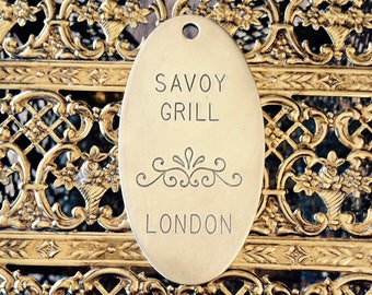 Savoy Grill London  Lowell Sigmund 1976 Brass Keychain Key Tag