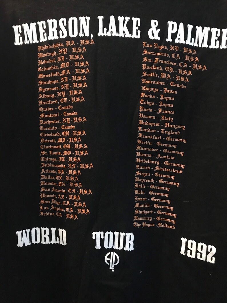 Emerson, Lake, & Palmer T-Shirt World Tour 1992 Greg Lake 12 String Guitar Moog Synthesizer ELP Keith Emerson Christmas Gift image 9
